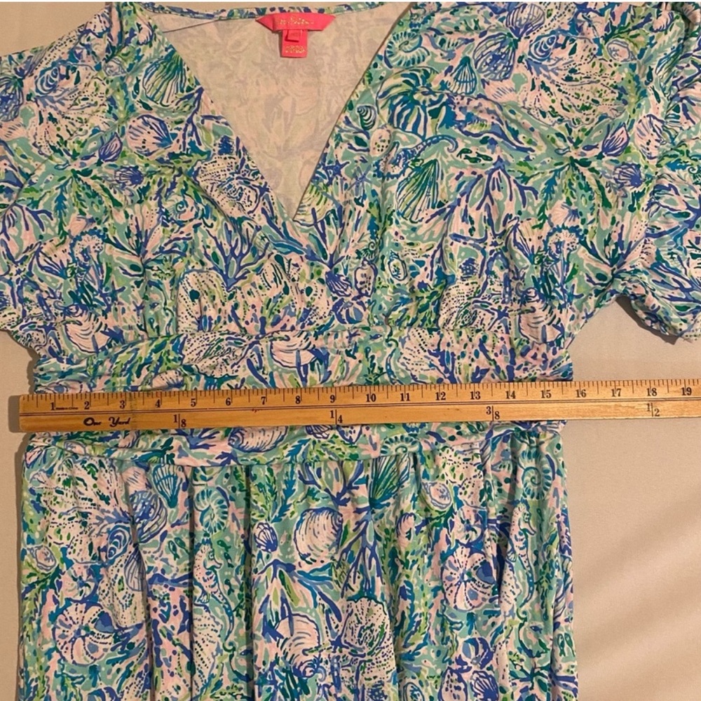 Lilly Pulitzer Sz XL Surf Blue Soleil It On Me Juliet Wrap Midi Dress - Picture 6 of 6